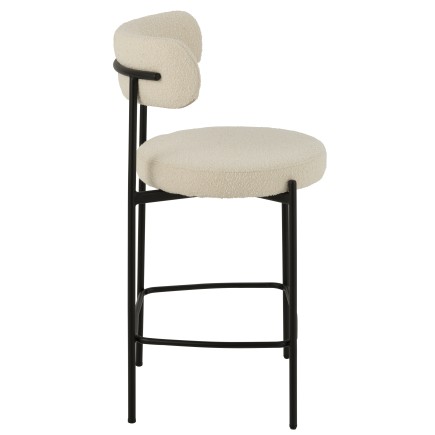 Cadeira de bar em tecido branco 53x48x97 cm