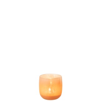 Photophore rond en verre corail 10x10x10cm