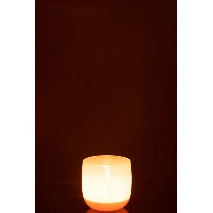 Photophore rond en verre corail 10x10x10cm