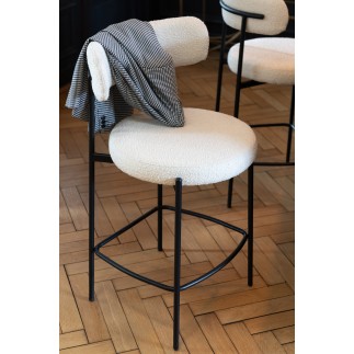 Sedia da bar in tessuto bianco 53x48x97 cm