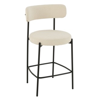 Cadeira de bar em tecido branco 53x48x97 cm