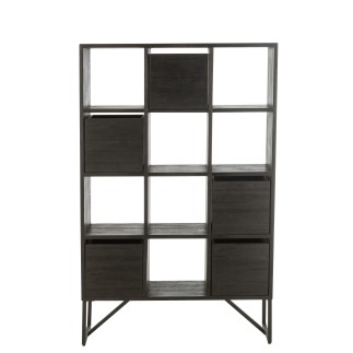Cabinet avec tiroirs en métal noir 100x30x158 cm