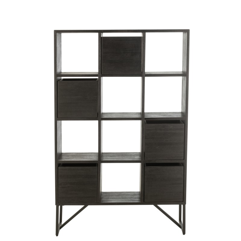 Cabinet avec tiroirs en métal noir 100x30x158 cm Cabinet avec tiroirs en métal noir 100x30x158 cm