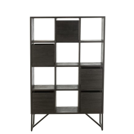 Cabinet avec tiroirs en métal noir 100x30x158 cm