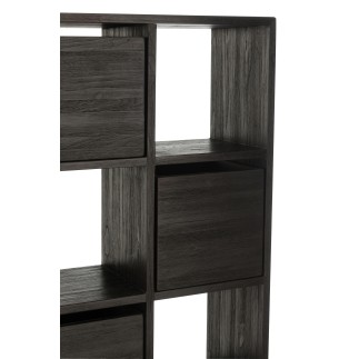 Cabinet avec tiroirs en métal noir 100x30x158 cm