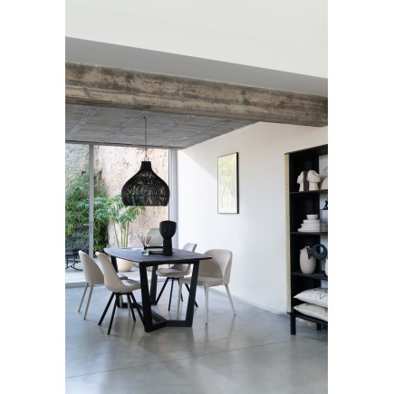 Abajur em rattan preto 80x80x70 cm