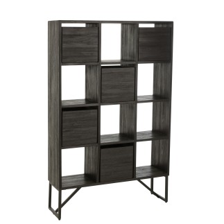 Cabinet avec tiroirs en métal noir 100x30x158 cm