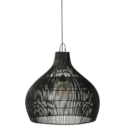 Abajur em rattan preto 80x80x70 cm