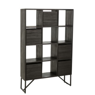 Cabinet avec tiroirs en métal noir 100x30x158 cm
