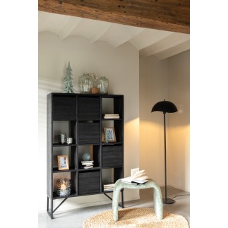 Cabinet avec tiroirs en métal noir 100x30x158 cm