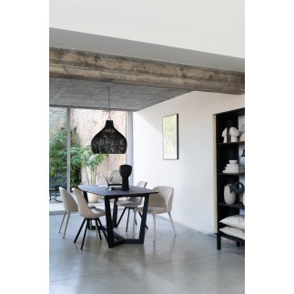 Abajur em rattan preto 80x80x70 cm