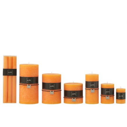Conjunto de 6 velas em forma de bastão 9H laranja, 2,2 x 2,2 x 24 cm