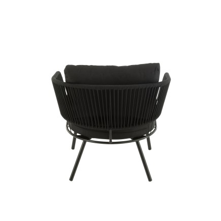 Set di 3 sedie in ferro e rattan nero 150x72x70 cm