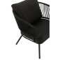 Set de 3 chaises en fer et rotin noir 150x72x70 cm Set de 3 chaises en fer et rotin noir 150x72x70 cm