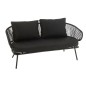 Set de 3 chaises en fer et rotin noir 150x72x70 cm Set de 3 chaises en fer et rotin noir 150x72x70 cm