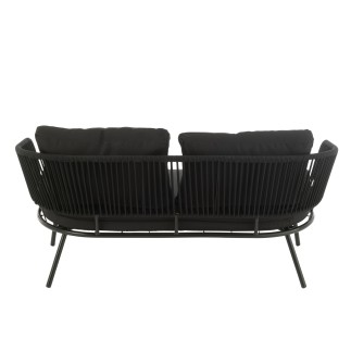 Set di 3 sedie in ferro e rattan nero 150x72x70 cm