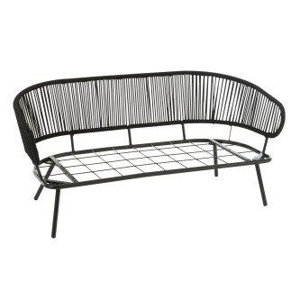 Set di 3 sedie in ferro e rattan nero 150x72x70 cm