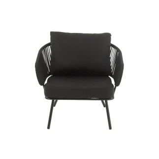Set di 3 sedie in ferro e rattan nero 150x72x70 cm