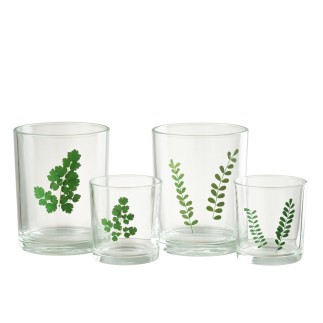 Photophore feuilles en verre multicolore 10x10x12.5 cm