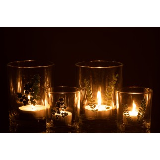 Photophore feuilles en verre multicolore 10x10x12.5 cm