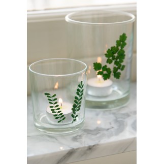 Photophore feuilles en verre multicolore 10x10x12.5 cm