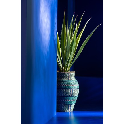 Vaso in giunco di mare blu 39x39x48 cm
