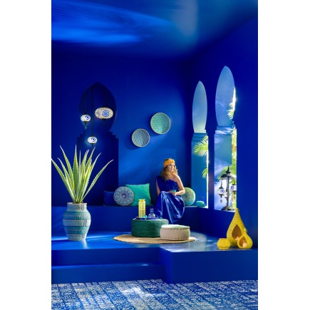 Vaso in giunco di mare blu 39x39x48 cm