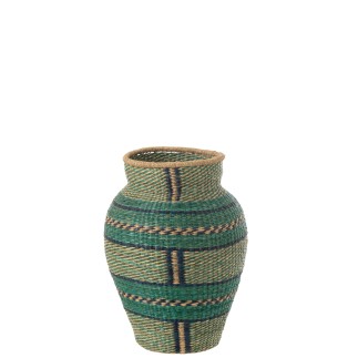 Vaso em junco marinho azul 39x39x48 cm