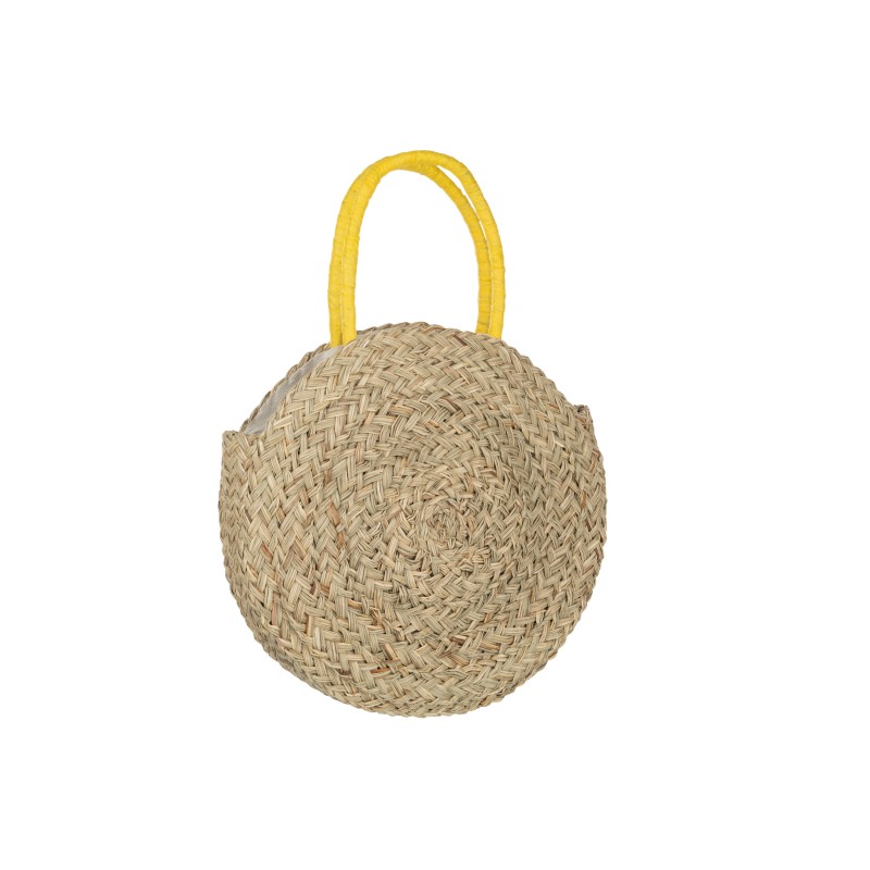 Sac rond fleur en jonc de mer naturel/jaune 40x7x40 cm Sac rond fleur en jonc de mer naturel/jaune 40x7x40 cm