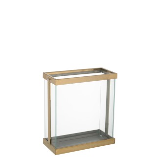 Lanterne retangular em vidro dourado 32x15x35,5 cm