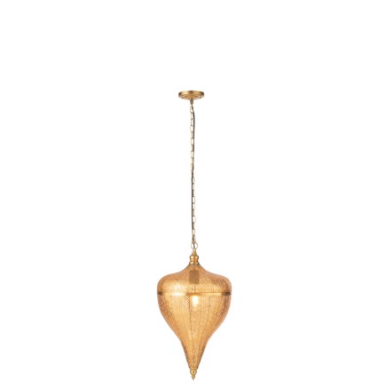 Lampada a sospensione goccia in metallo dorato 31.5x31.5x57 cm