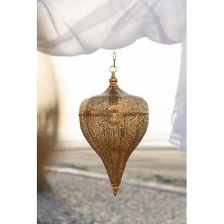 Lampada a sospensione goccia in metallo dorato 31.5x31.5x57 cm