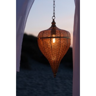 Lampada a sospensione goccia in metallo dorato 31.5x31.5x57 cm