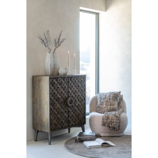 Tapis rond fait main en textile gris 150x150x2 cm