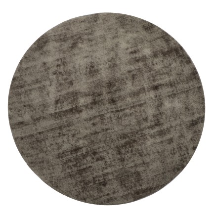 Tapis rond fait main en textile gris 150x150x2 cm
