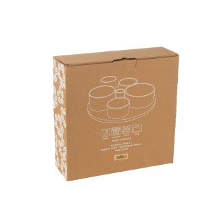Set de 6 plats apéro avec plateau en céramique blanche 30x30x9 cm