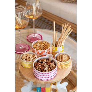 Set de 6 plats apéro avec plateau en céramique blanche 30x30x9 cm