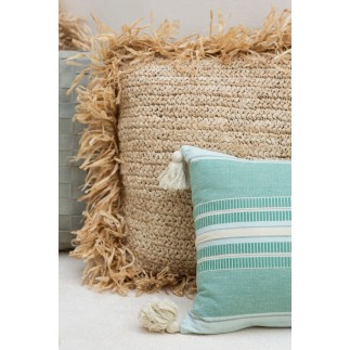 Coussin carré en raphia naturel 45x45cm - Coussin d'extérieur