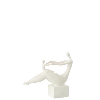 Figurine femme et enfant en polyrésine blanc 29.5x8.5x25 cm