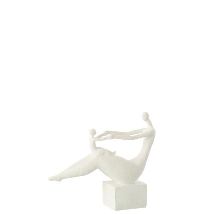 Figurine femme et enfant en polyrésine blanc 29.5x8.5x25 cm