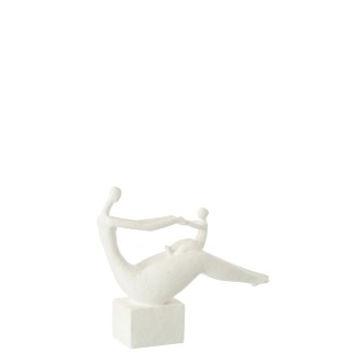 Statuetta donna e bambino in poliresina bianca 29,5x8,5x25 cm