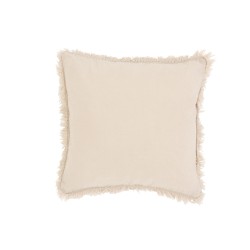Coussin carré à bord long en coton et lin beige 45x45cm