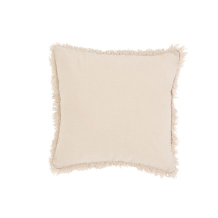 Coussin carré à bord long en coton et lin beige 45x45cm