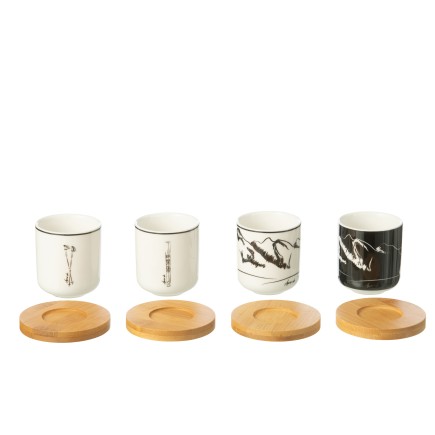 Lot de 4 tasses en céramique noir 5.7x5.7x6.4 cm