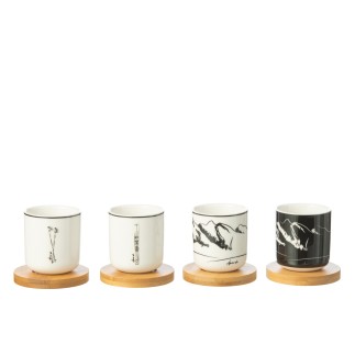 Lot de 4 tasses en céramique noir 5.7x5.7x6.4 cm