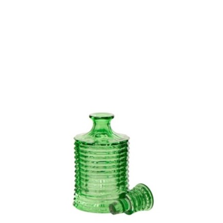 Carafe en verre cannelé vert 11,1 x 25 x 11,1 cm