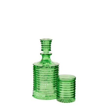 Carafe en verre cannelé vert 11,1 x 25 x 11,1 cm
