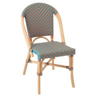 Silla de comedor Geo de ratán turquesa, 48 x 59 x 86 cm