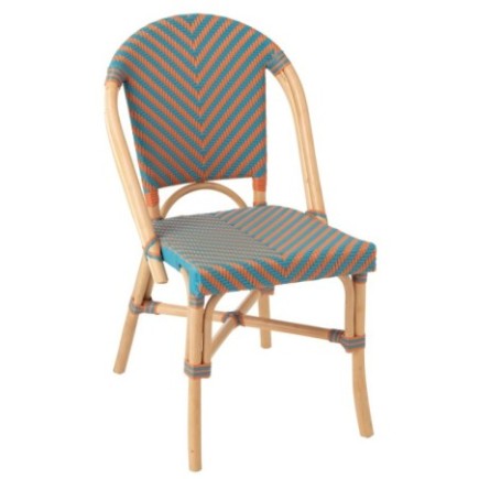 Cadeira de jantar Geo em rattan turquesa 48 x 59 x 86 cm