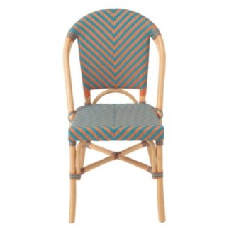 Cadeira de jantar Geo em rattan turquesa 48 x 59 x 86 cm